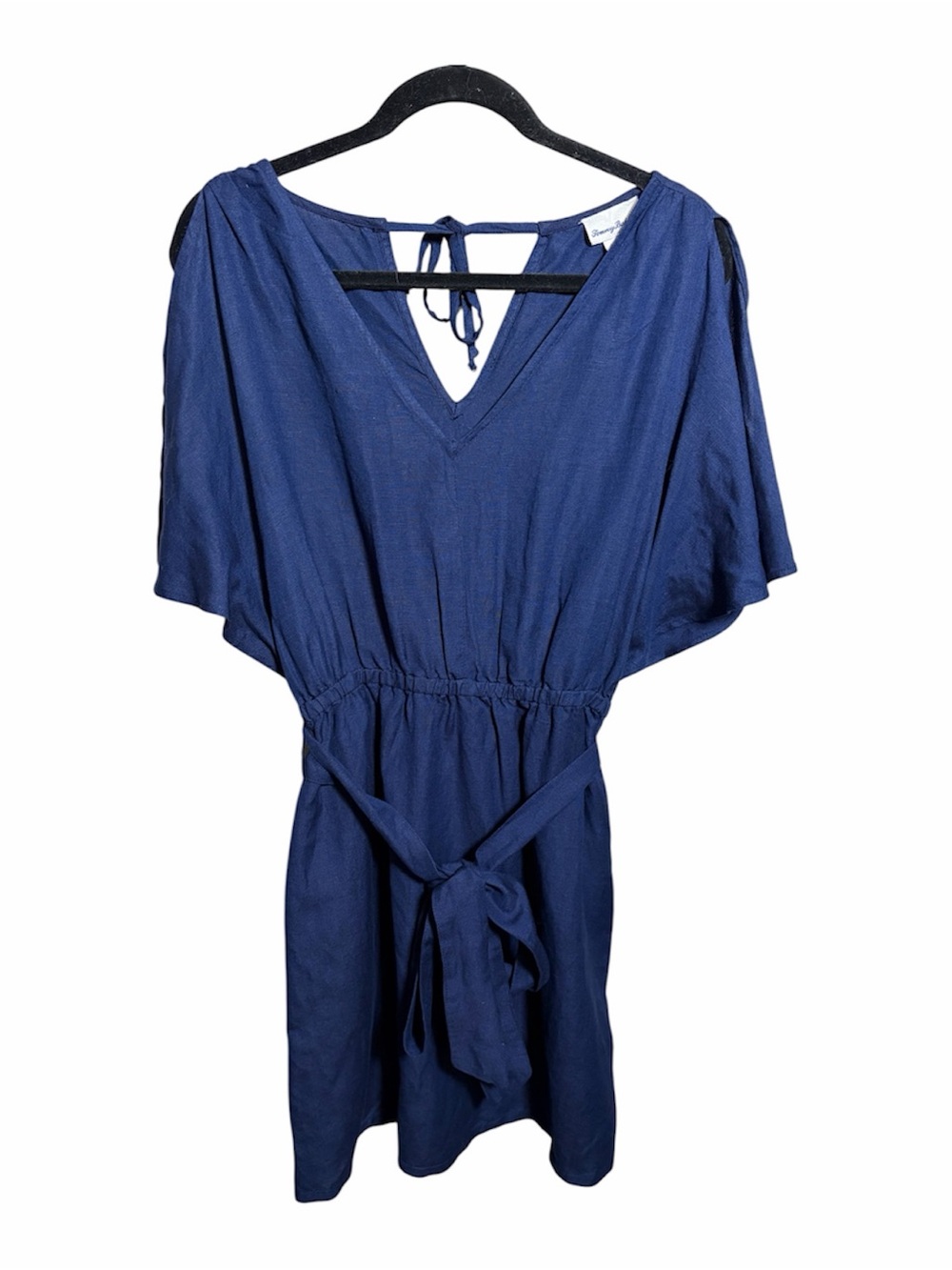 Tommy Bahama St. Lucia Linen Blend Split Shoulder Dress Cover Up Navy